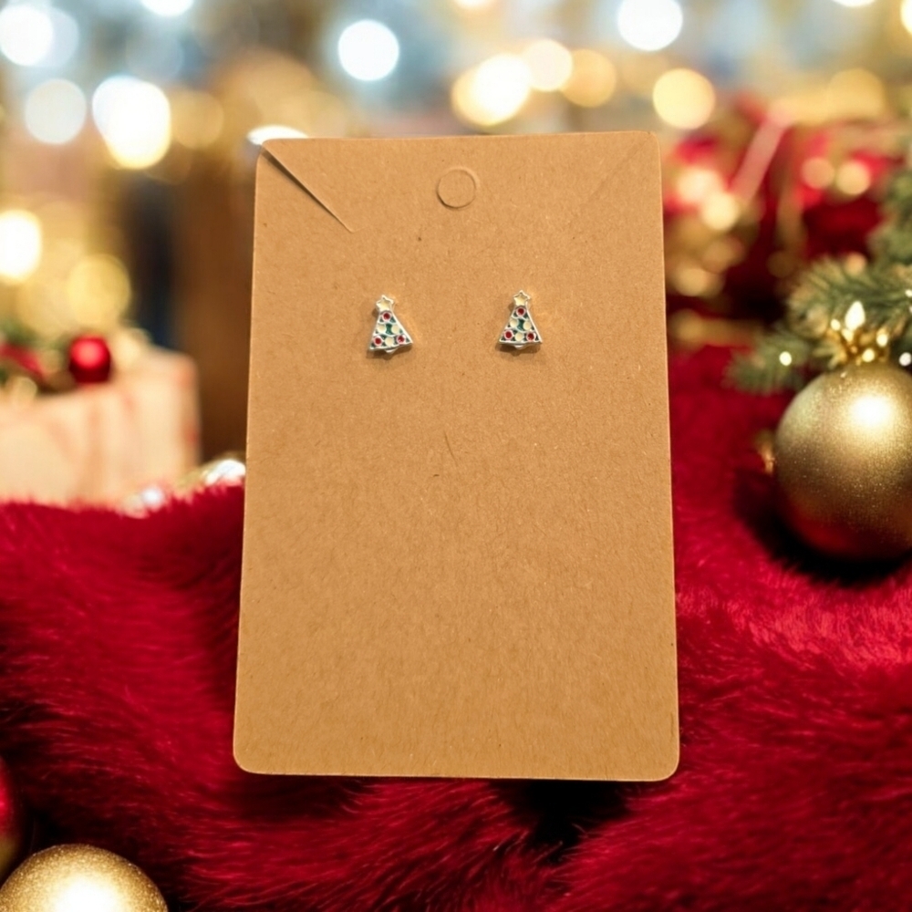 Mini Christmas Tree Holiday Festive Stud Earrings